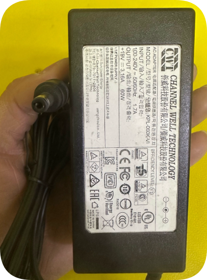 *Brand NEW*CWT Channel Well KPL-060K-VI Power Adapter 19V3.16A 60W Round Port Charger Tr